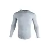 Camisa de compressão simples e esportiva de manga longa, altamente elástica, de secagem rápida, respirável, que absorve o suor e justa ao corpo, com um design 3D amigável à pele, adequada para treinamento de fitness