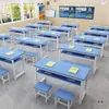 Escritorios y Sillas para Estudiantes de Primaria y Secundaria Combinación Mesa Larga Color Clase de Tutoría Individual y Doble Mesa de Entrenamiento de Doble Capa