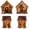 Pintura de diamantes de taladro completo transfronteriza hecha a mano DIY casa de Navidad pintura de diamantes 5D adornos colgantes decoraciones para árbol de Navidad