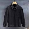 Moletom Masculino Vintage com Gola Polo Super Texturizado e Lavagem Pesada Outono Novo Moda Americana Estilo Japonês