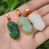 Accesorios colgantes de jade Ruyi con incrustaciones de oro, imitación de jade chapada en oro, joyería DIY de marca, accesorios de collar y suéter de estilo nacional para hombres y mujeres