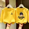 Ropa Infantil Niños Tallas Mediana y Grande Camiseta de Manga Larga Niños Estilo Nuevo Principios de Otoño Algodón Puro Cuello Redondo Top Holgado Ropa de Otoño Capa Base