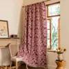 Cortinas Retro Estilo Americano con Rosas, Más Vendidos Transfronterizos, Estilo Pintura al Óleo Jacquard, Semioscuras, Cortinas sin Taladro para Ventanas de Mirador de Dormitorio