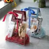 Bolsa Tote Transparente de PVC Azul Névoa, Suave e de Alta Qualidade, Simples e Transparente, Apreciação da Beleza