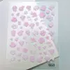 Adesivos de Unha Coração Vazado Graffiti 5D Em relevo Estilo Pintado à Mão Flores Rosa Camélia Adesivos Acessórios para Nail Art DIY