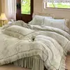 Nueva colección de invierno: juego de cuatro piezas de sábanas y fundas de edredón de terciopelo de leche, gruesas, cálidas y acogedoras, más un juego de tres piezas de sábanas bajeras con forro polar para dormitorios