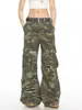 Calças Cargo Camufladas Rasgadas e Desgastadas Americanas Masculinas Femininas Largas Design Multibolsos Perna Larga Casual Calças Compridas Tendência