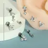 Conjunto de 9 Peças de Haste de Inserção de Aço Inoxidável Brinco de Lábio 6/7/8mm Haste Brinco de Zircônia Piercing de Língua Joias em Estoque