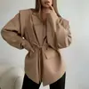 Moda Femenina Europea y Americana Otoño 2026: Nueva Chaqueta Casual Larga Elegante y con Estilo, Lista para el Trabajo, de Corte Holgado y Ajustada