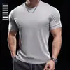 Camiseta Masculina Casual Versátil de Manga Curta para Corrida, Treino, Esportes, Cor Sólida, Gola Redonda, Estilo Americano