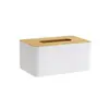 Caixa de lenços de papel simples de bambu para sala de estar, mesa de centro, caixa de armazenamento de guardanapos, logotipo impresso