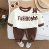 Conjunto Casual de Suéter Novo para Crianças Primavera e Outono Bebê de Um Ano Coelho de Desenho Animado Gola Redonda Manga Longa Conjunto de Duas Peças