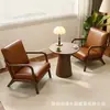 Silla de Ocio Individual Sólida de Madera Set Transpirable Resistente al Desgaste Algodón Lino Tapicería Suave Dormitorio Estudio Juego Completo Recepción Mesa Pequeña y Sillas
