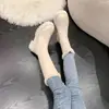 Novas botas de neve femininas de inverno 2026, forradas com fleece e espessadas, botas curtas, com sola grossa, botas Martin grandes de algodão, botas longas off-white