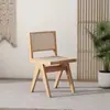 Silla de Comedor de Madera Maciza y Ratán Silla Comercial Chandigarh Silla Casual para Restaurante Alojamiento con Encanto Silla con Respaldo Silla de Madera Maciza y Ratán con Respaldo Recto