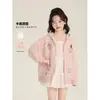 Sudaderas con Capucha de Retazos de Encaje Dulce con Tirantes y Estampado de Dibujos Animados para Niñas Amybaby Primavera 2026 Nuevas