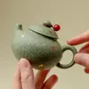 Tetera Tradicional China Verde con Filtro de Cerámica para Uso Doméstico, Incluye un Juego de Té de una Sola Tetera con Asa
