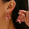 Pendientes de Navidad Franceses Europeos y Americanos, Pendientes Elegantes Retro, Estrellas de Pedrería, Pendientes de Árbol de Navidad, Artículos Calientes de Suministro Transfronterizo
