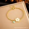 Colgante Oval de Turquesa Azul Estilo Bohemio Retro Transfronterizo Europeo y Americano Cadena de Acero de Titanio Accesorios Pulsera