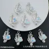 Colgante de Corazón de Cristal Colorido con Pedrería Perla y Mariposa para Pulsera de Cuentas DIY, Collar, Accesorios de Joyería de Aleación