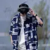 Camisa de Manga Corta Estampada a Cuadros para Hombre, Estilo de Verano de Alta Gama, Camisa Atractiva de Media Manga, Chaqueta Delgada Casual Holgada de Seda Hielo