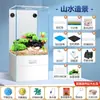 Acuario Estilo Gabinete con Filtro de Escritorio, Nuevo Tanque de Peces con Filtro Inferior, Acuario Todo en Uno de Vidrio Ultra Transparente para Uso Doméstico en Sala de Estar, con Generador de Oxígeno y Otras Características