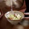 Juego de vajilla de cerámica de alta gama cocida en horno, platos y vajilla de cerámica vintage, tazones al por mayor, tazones de arroz para el hogar, tazones para sopa, platos para pescado al por mayor