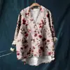 Camisa de Manga Larga para Mujer de Estilo Nuevo Europeo y Americano, Diseño Independiente, con Estampado Digital 3D, Cuello en V, Camisa Casual