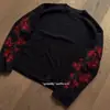 Sudadera con Cuello Redondo y Estampado Floral Personalizado Ins Europeo y Americano Transfronterizo Camiseta de Manga Larga Jersey Chaqueta Retro Moda Callejera