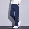Pantalones Casuales para Hombre 2025 Otoño Nuevos Pantalones Rectos con Cintura Elástica, Pantalones Casuales Rectos de Ajuste Ligero para Negocios