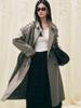 Shengdu26 Nuevo Gabardina Larga de Doble Botonadura Holgada de Moda de Gama Alta Vintage de Otoño Temprano para Mujer