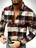 Camisa de manga larga con estampado de cuadros color block de Amazon, camisa casual retro para hombre