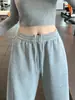 Pantalones de Pierna Ancha Color Café para Mujer Primavera Otoño 2026 Nuevos de Cintura Alta con Caída Adelgazantes Casual Americano Pierna Recta Yoga Deportivos Pantalones de Chándal