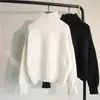Suéter Pulôver Solto Estilo Preguiçoso Influenciador Gola Alta Doce Fresco Manga Longa Camisa Base Branco Curto Feminino Outono Inverno