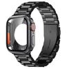 Para Apple iwatchS10 46/40/41/44/45mm correa de acero inoxidable de tres eslabones carcasa protectora todo incluido de PC