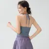 Top de yoga halter para mujer con almohadillas en el pecho, sujetador deportivo elegante de alta gama, sujetador ajustado para correr y fitness