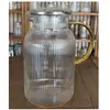 Taza de Agua de Vidrio, Taza de Vidrio de Rayas Verticales Estilo Japonés con Asa, Taza de Agua de Vidrio de Borosilicato Alto Calentable, Juego de Jarra de Agua Fría