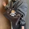 Bolsa Tote Retrô Simples para Mulheres, Bolsa de Mão e Bolsa de Ombro de Grande Capacidade, Novo Modelo 2025, Estilo Coreano, Bolsa Feminina de Moda Diária