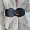Suéter cinto largo Feminino padrão crocodilo elástico moda combinando saia selo da cintura casaco de frio feminino casaco cintura apertada cinto externo