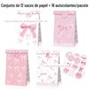 LB345 Comércio Exterior Desenho Animado Lindo Laço Rosa Menina Festa Doce Presente Plano Sacola De Papel Kraft