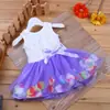 Vestido de Verano Nuevo para Bebé Niña, Princesa, Pétalos, Malla de Perlas, Sin Mangas, Lazo, Talla Pequeña