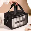 Bolsa de Maquillaje Estilo Tiktok para Mujeres, Bolsa de Almacenamiento Portátil Impermeable de Gran Capacidad, Bolsa de Artículos de Tocador Transparente para Viaje con Separación Seco-Húmedo