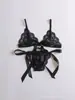 Comercio Exterior Europeo y Americano Transfronterizo Lencería Sexy para Mujer, Conjunto de Tres Piezas de Encaje Dividido, Venta al por Mayor por Fabricante y Dropshipping