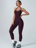 ZORA Bodysuit de Yoga Popular Europeo Halter Espalda Descubierta Melocotón Trasero Pantalón Largo Ropa Deportiva de Fitness Monos