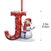 Boneco de Neve de Natal Transfronteiriço Novo Acrílico Plano 2D de 26 Letras Pingente de Decoração de Natal Interna Ornamento de Carro