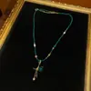 Colar Pesado Bronze Antigo Ocidental Banhado 18 Ouro Vintage Retro com Design de Ágata Verde Estilo Cabacinha