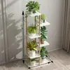 Suporte de Flores de Madeira Maciça e Ferro Layout de Sala de Estar Escada de Chão Multicamadas Rack de Armazenamento para Suculentas Varanda Suporte para Vasos de Flores