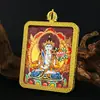 Zakiram Amarillo y Negro Deidad de la Riqueza Cinco Señores Buda de la Medicina Tara Verde Manjushri Bodhisattva Cinnabar Thangka Colgante Amuleto de Buda Portátil