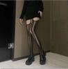 Meias Jarrete Sexy Femininas, Meias Pretas, Meias-Calça Peça Única de Renda de Rede, Meias Finas Vazadas Estilo Japonês JK de Tubo Alto Vazadas, Pernas Bonitas, Estilo Puro Desejo