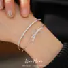 Pulsera Abierta de Doble Capa con Lazo de Circonita, Elegante y Versátil Accesorio de Muñeca con Acabado de Alta Gama, Joyería de Lujo Ligero al por Mayor